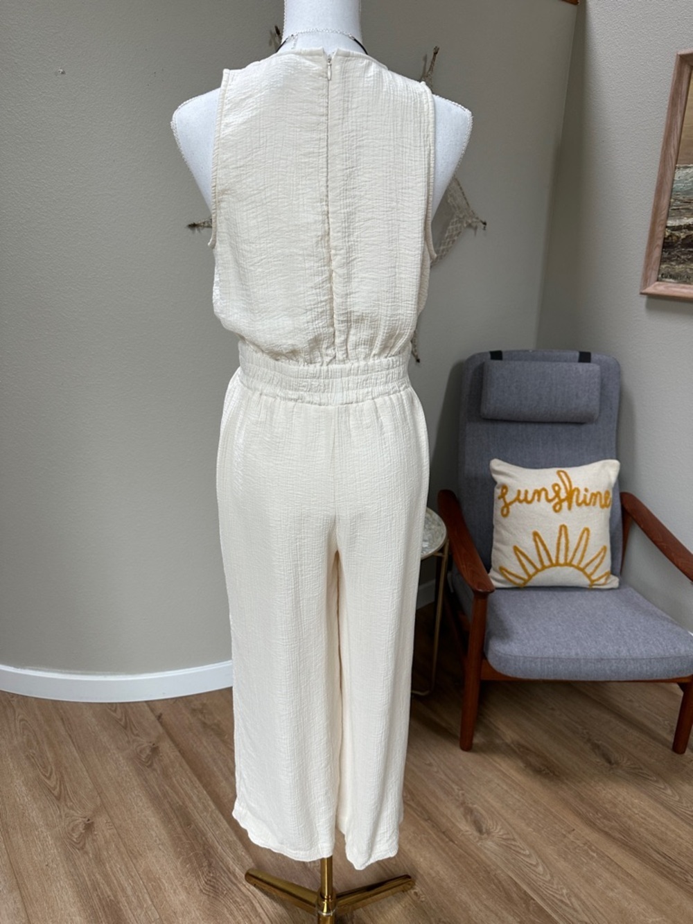 a new day Cream Sleeveless guaze Wide-Leg Jumpsuit - Picture 5 of 12